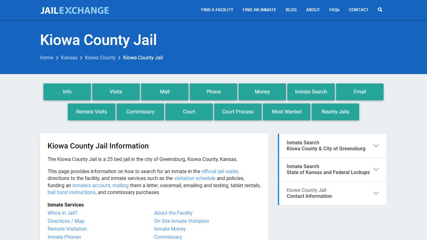 Kiowa County Jail, KS Inmate Search, Information